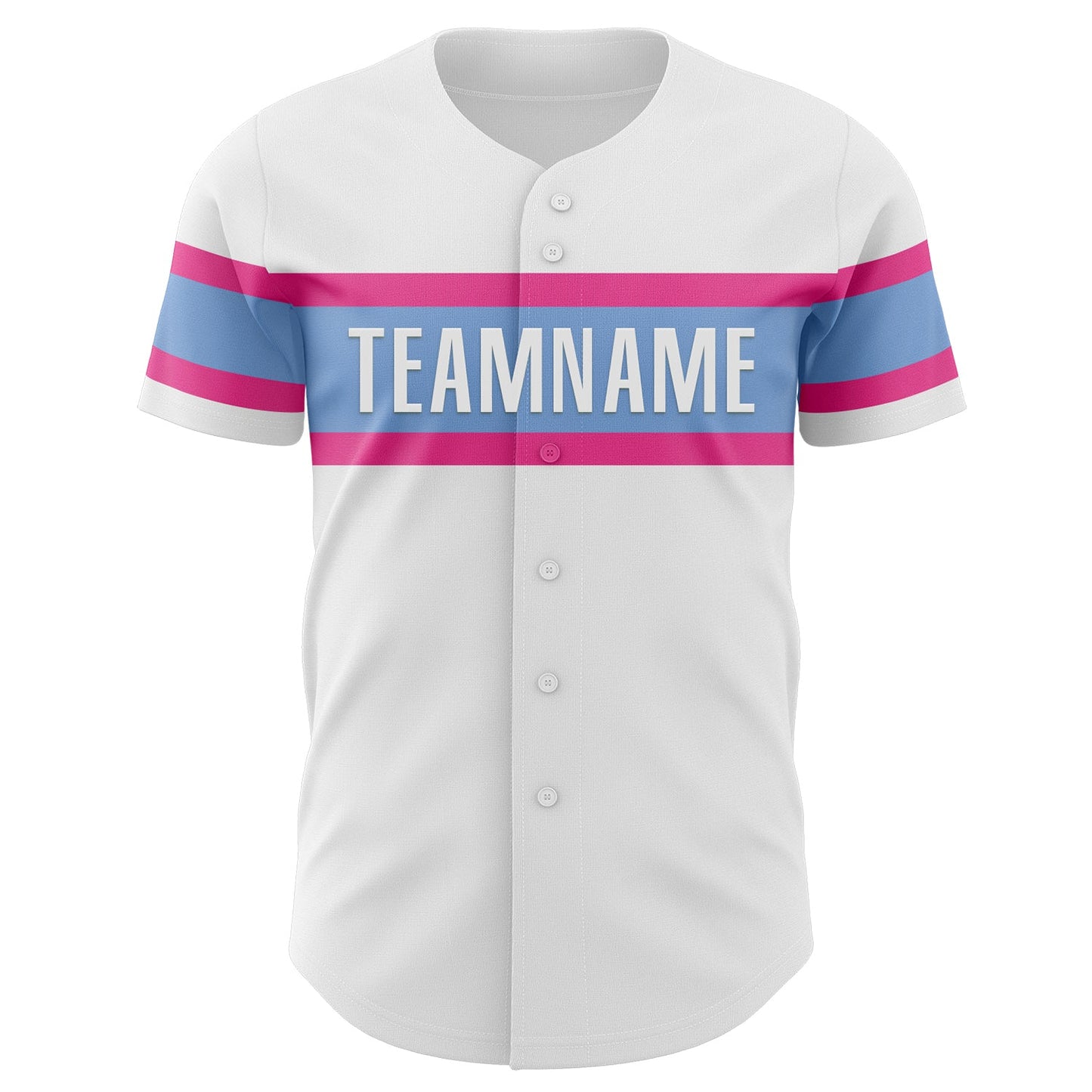 Custom White Pink-Light Blue Authentic Baseball Jersey view 2
