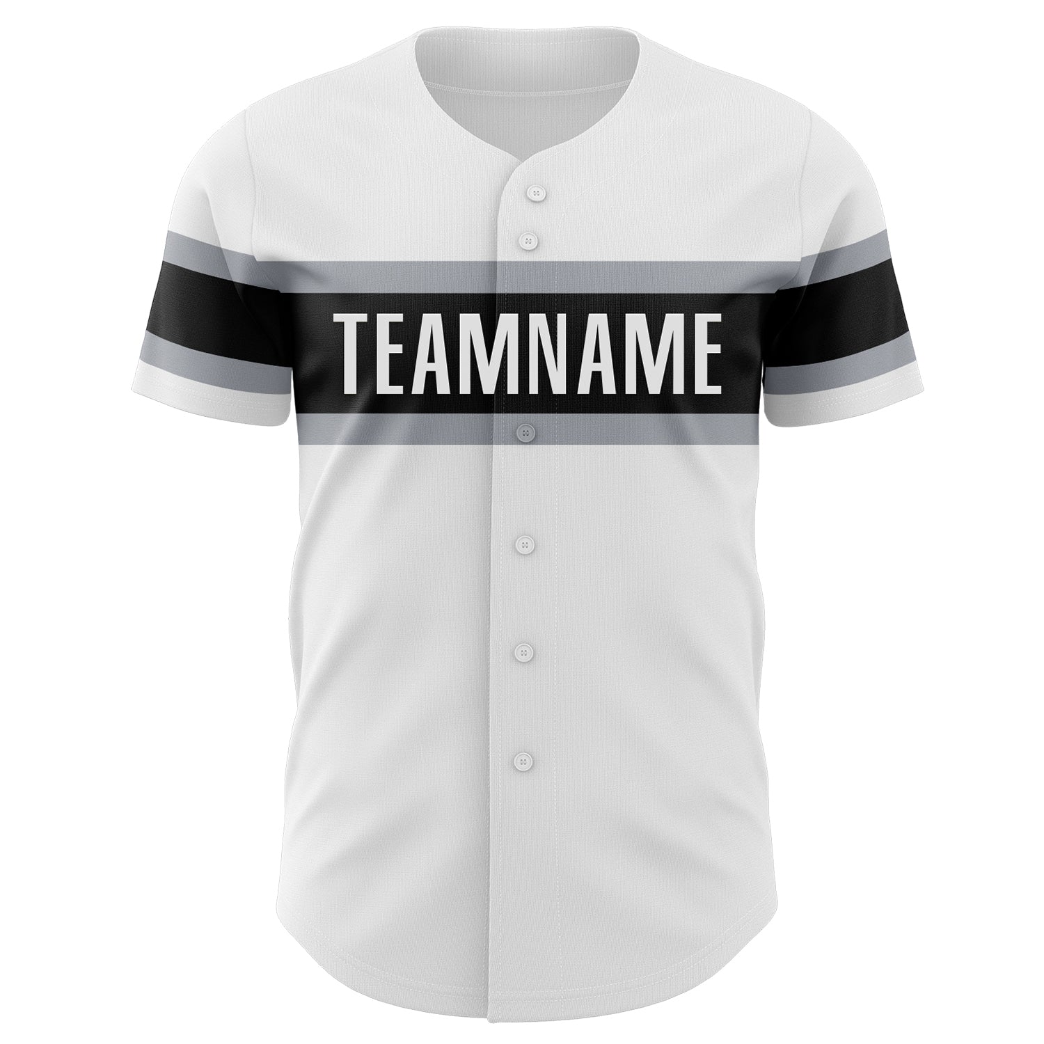 Custom White Black-Gray Authentic Baseball Jersey view 2