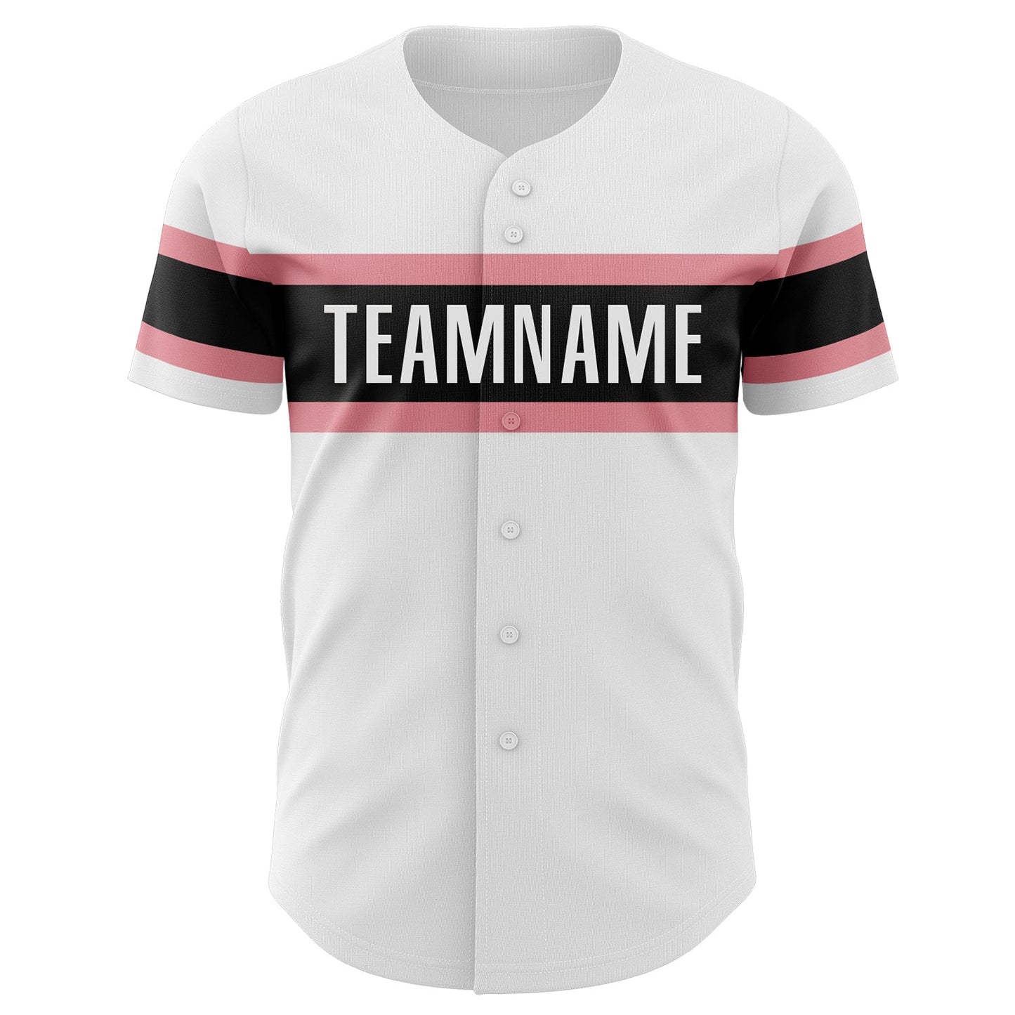 Custom White Medium Pink-Black Authentic Baseball Jersey view 2