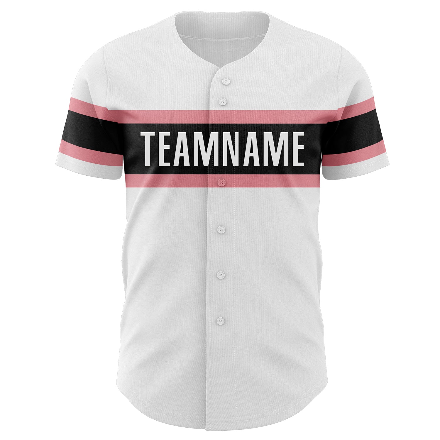 Custom White Medium Pink-Black Authentic Baseball Jersey view 2