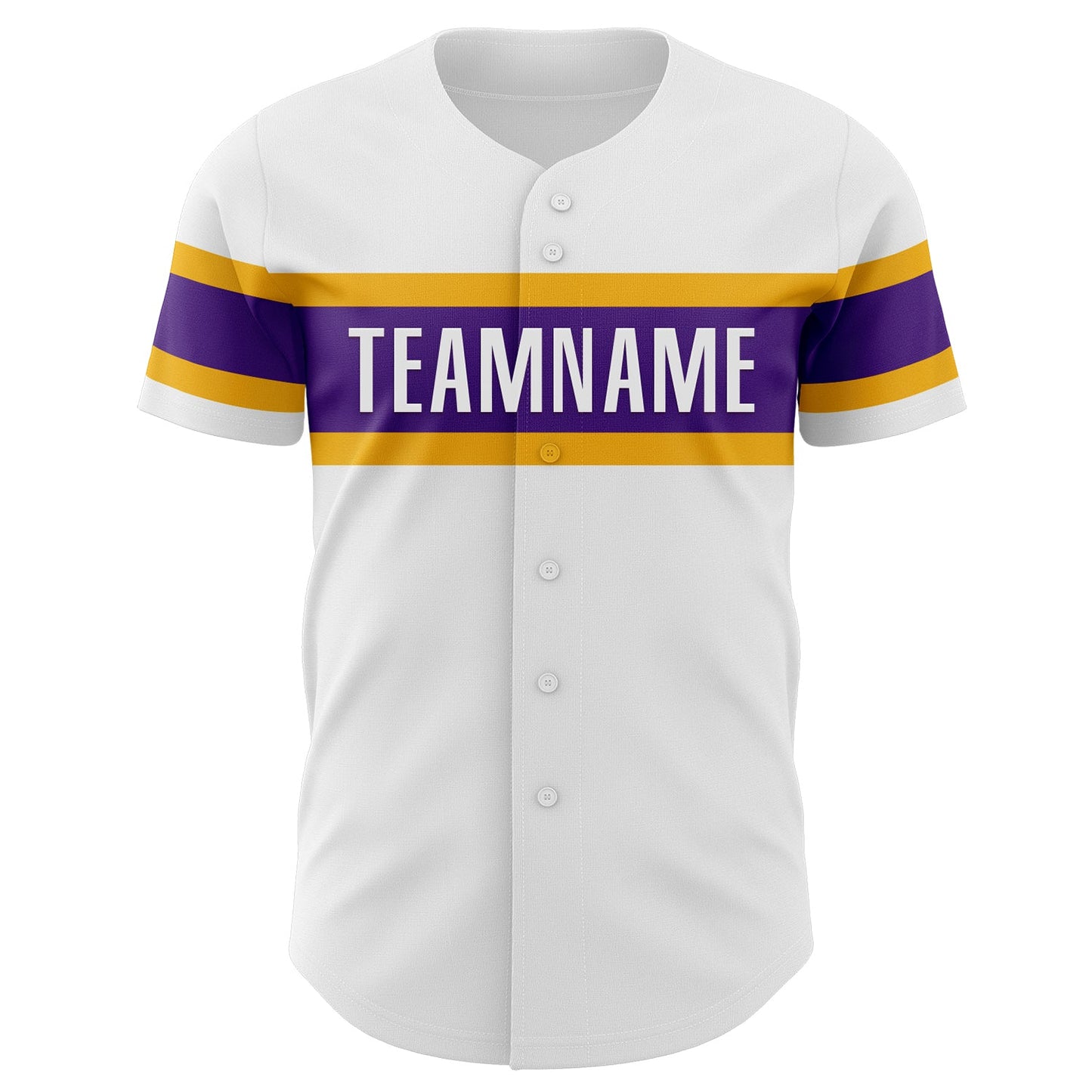 Custom White Purple-Gold Authentic Baseball Jersey view 2