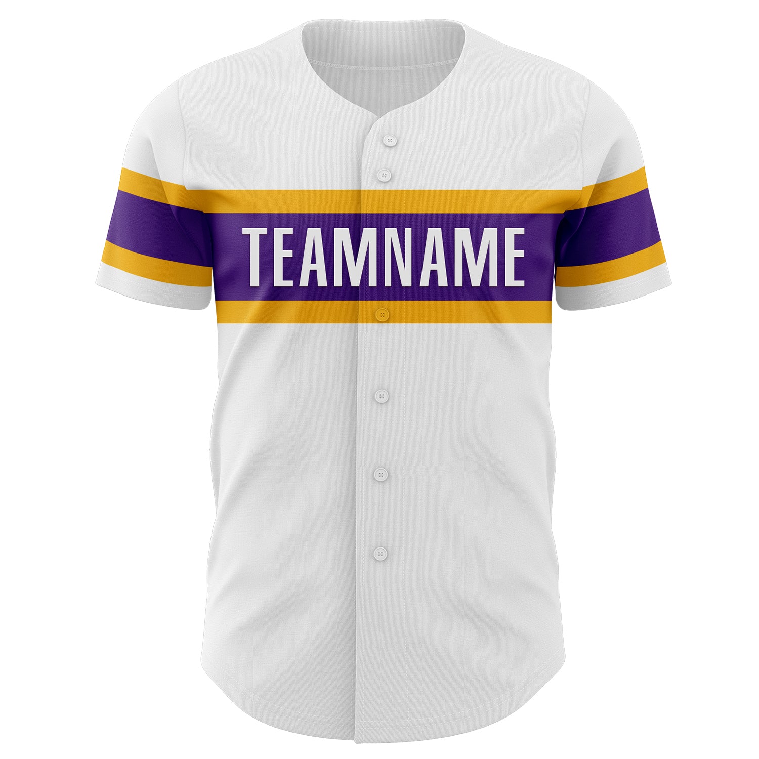 Custom White Purple-Gold Authentic Baseball Jersey view 2