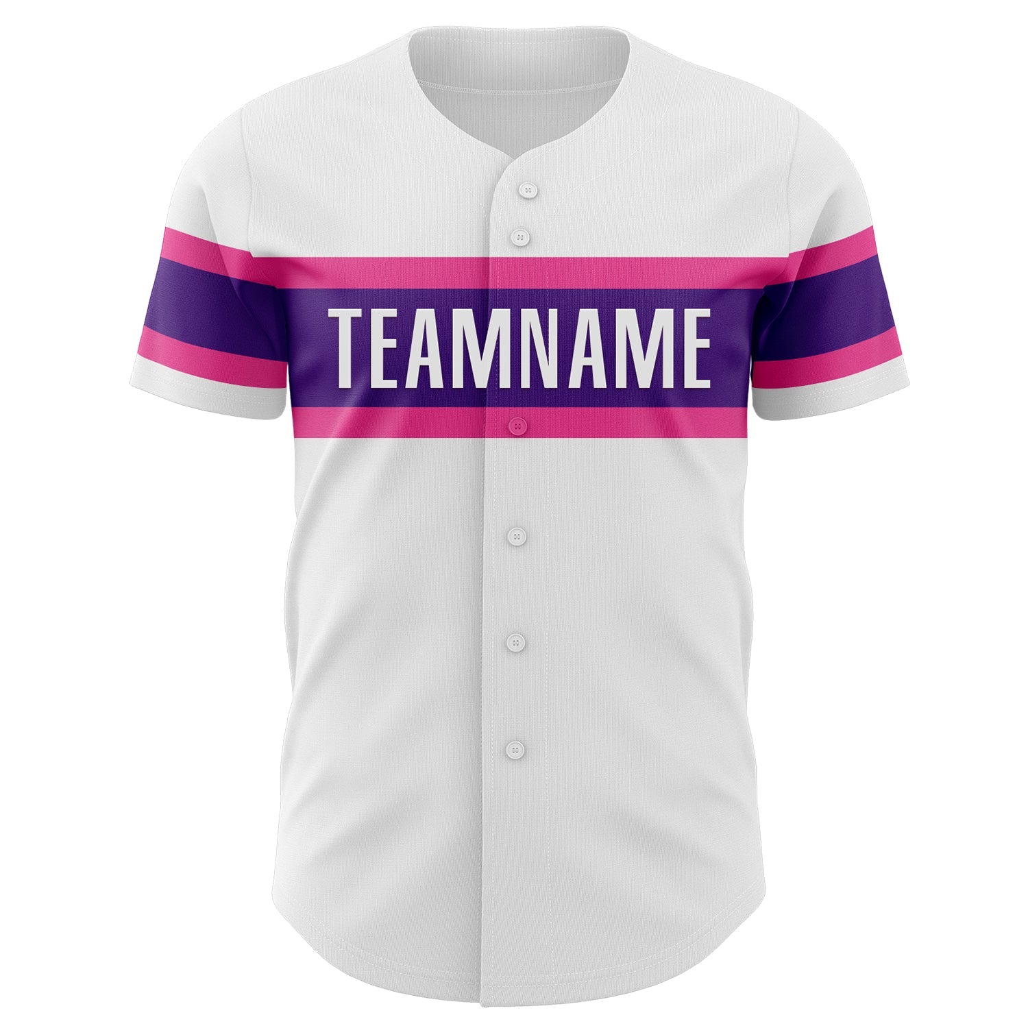 Custom White Purple-Pink Authentic Baseball Jersey view 2