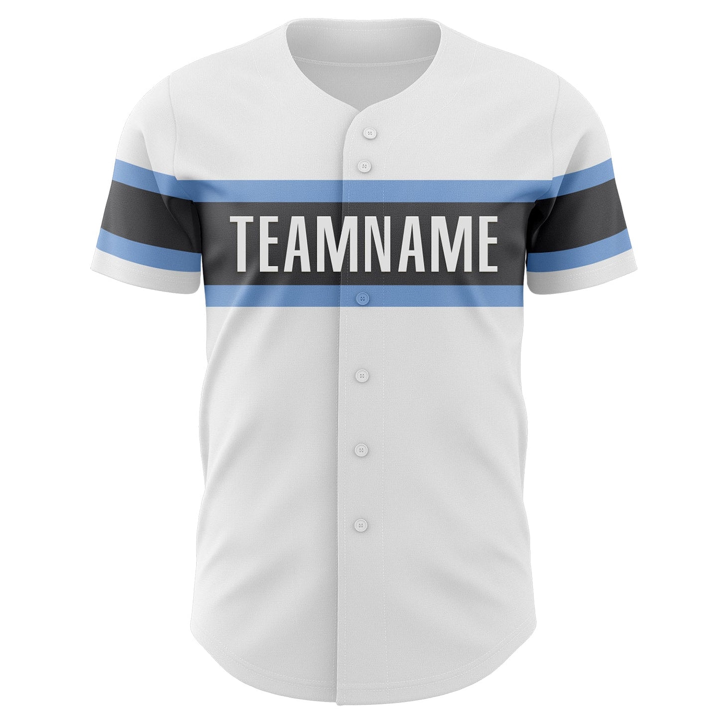 Custom White Light Blue-Steel Gray Authentic Baseball Jersey view 2