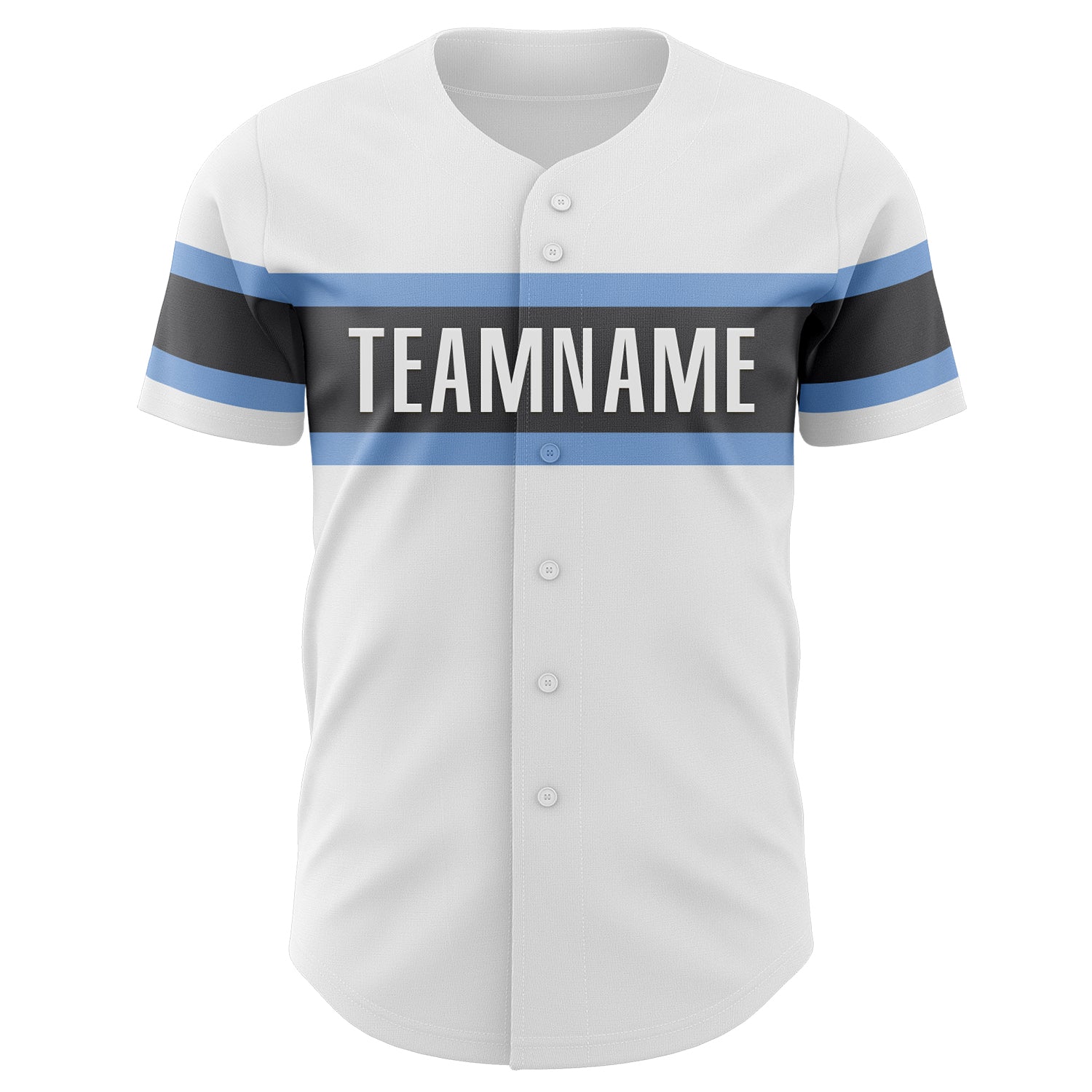 Custom White Light Blue-Steel Gray Authentic Baseball Jersey view 2