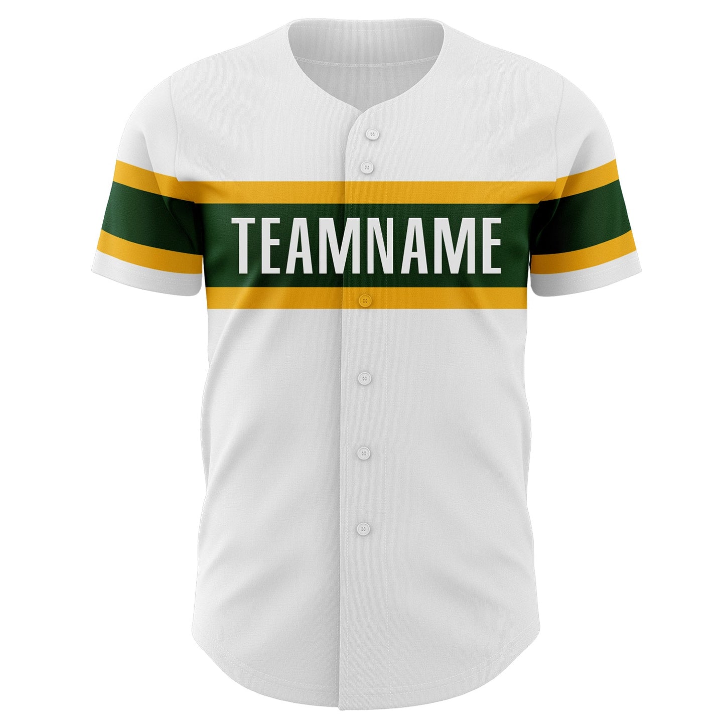Custom White Green-Gold Authentic Baseball Jersey view 2