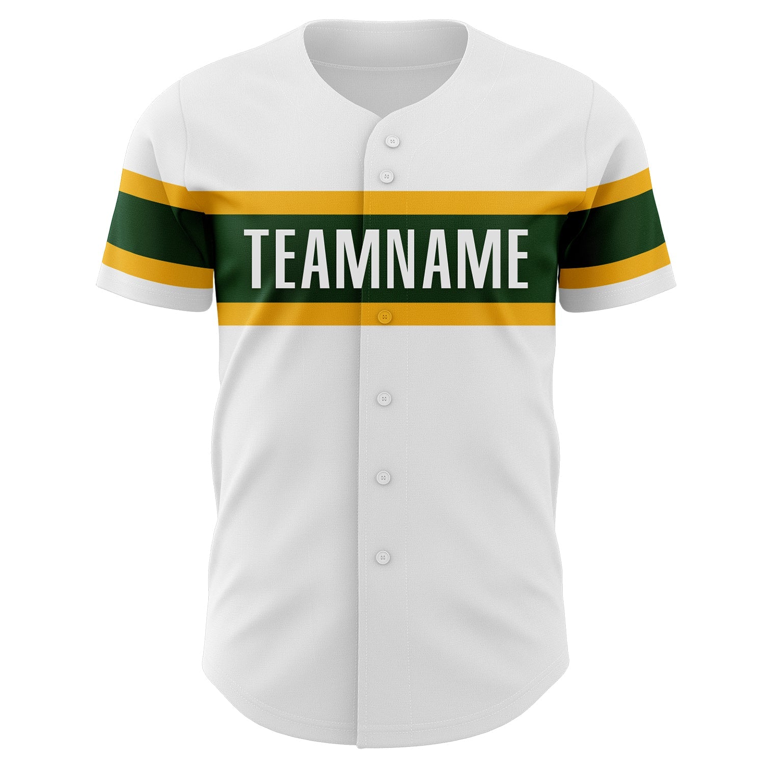 Custom White Green-Gold Authentic Baseball Jersey view 2