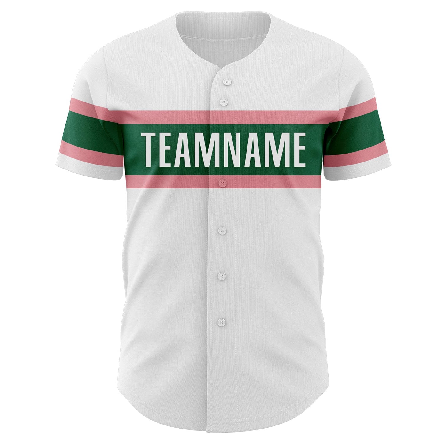 Custom White Medium Pink-Kelly Green Authentic Baseball Jersey view 2