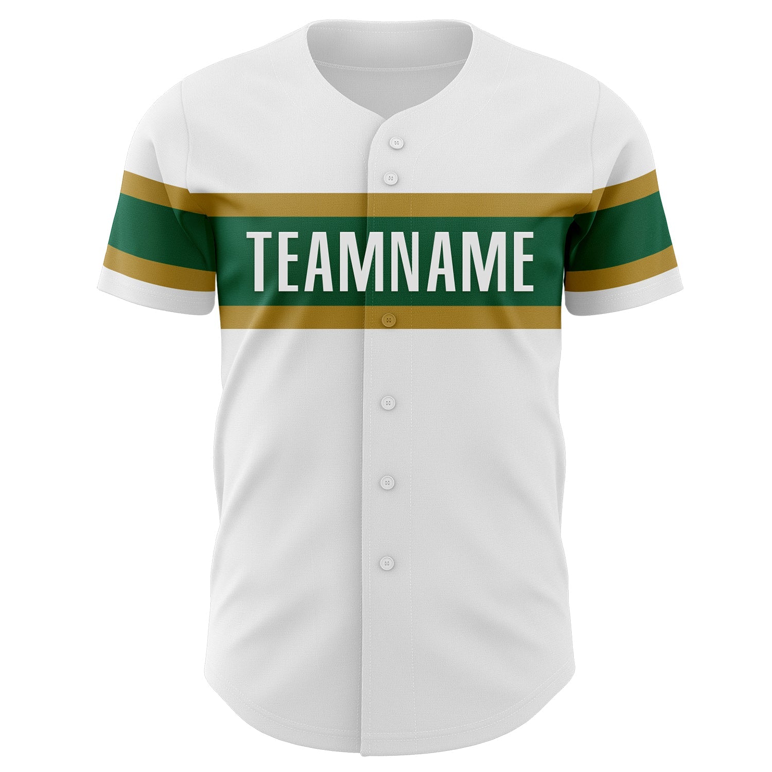 Custom White Kelly Green-Old Gold Authentic Baseball Jersey view 2