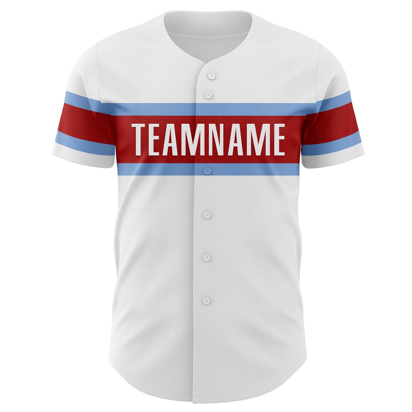Custom White Red-Light Blue Authentic Baseball Jersey view 2