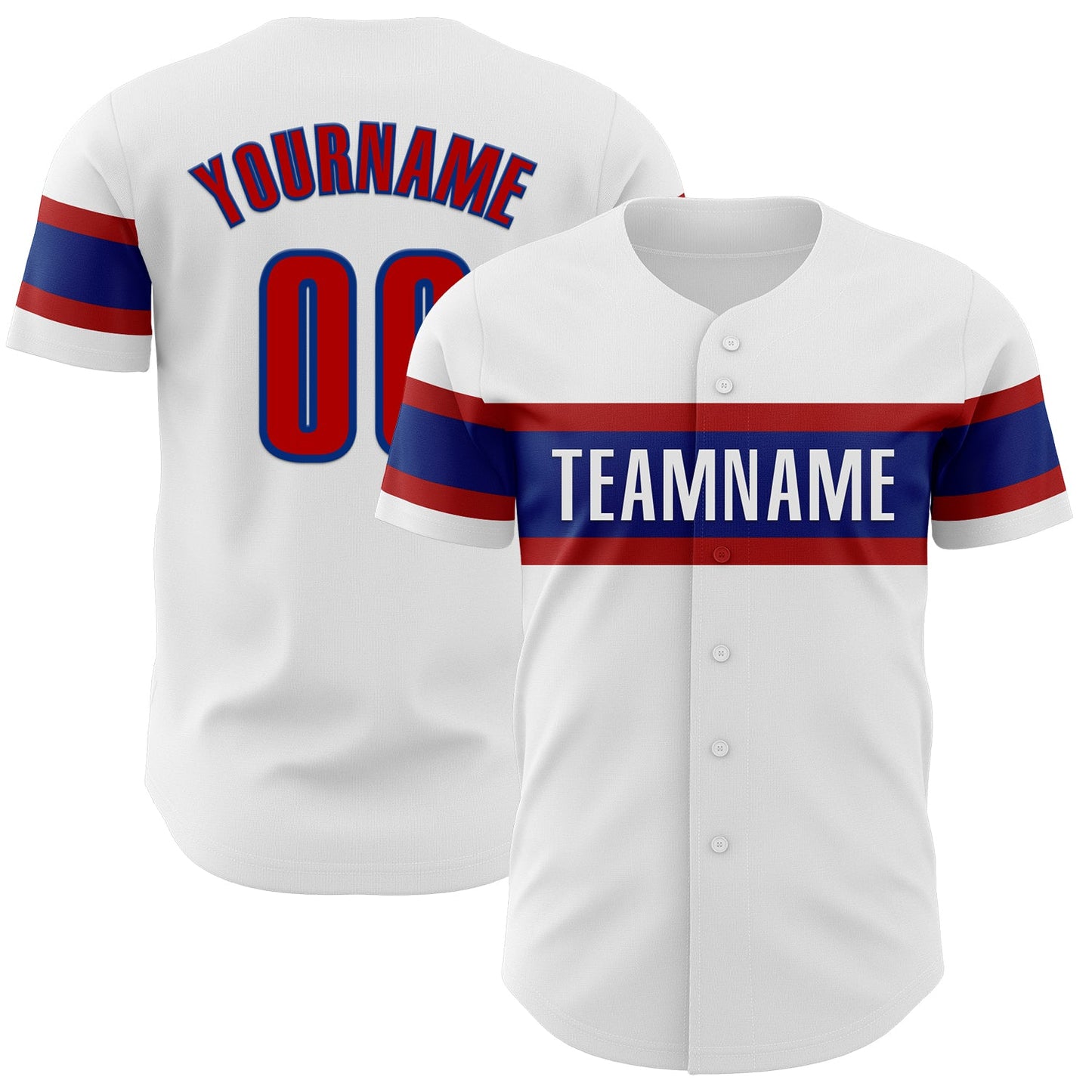 Custom White Red-Royal Authentic Baseball Jersey - Main View