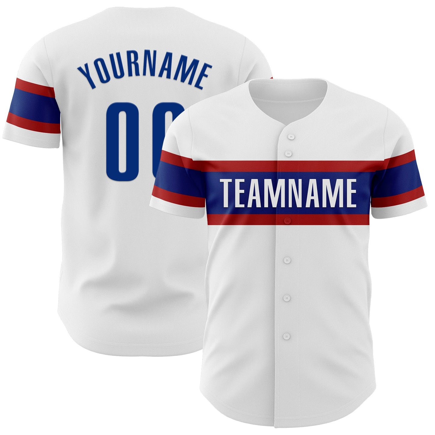 Custom White Royal-Red Authentic Baseball Jersey - Main View