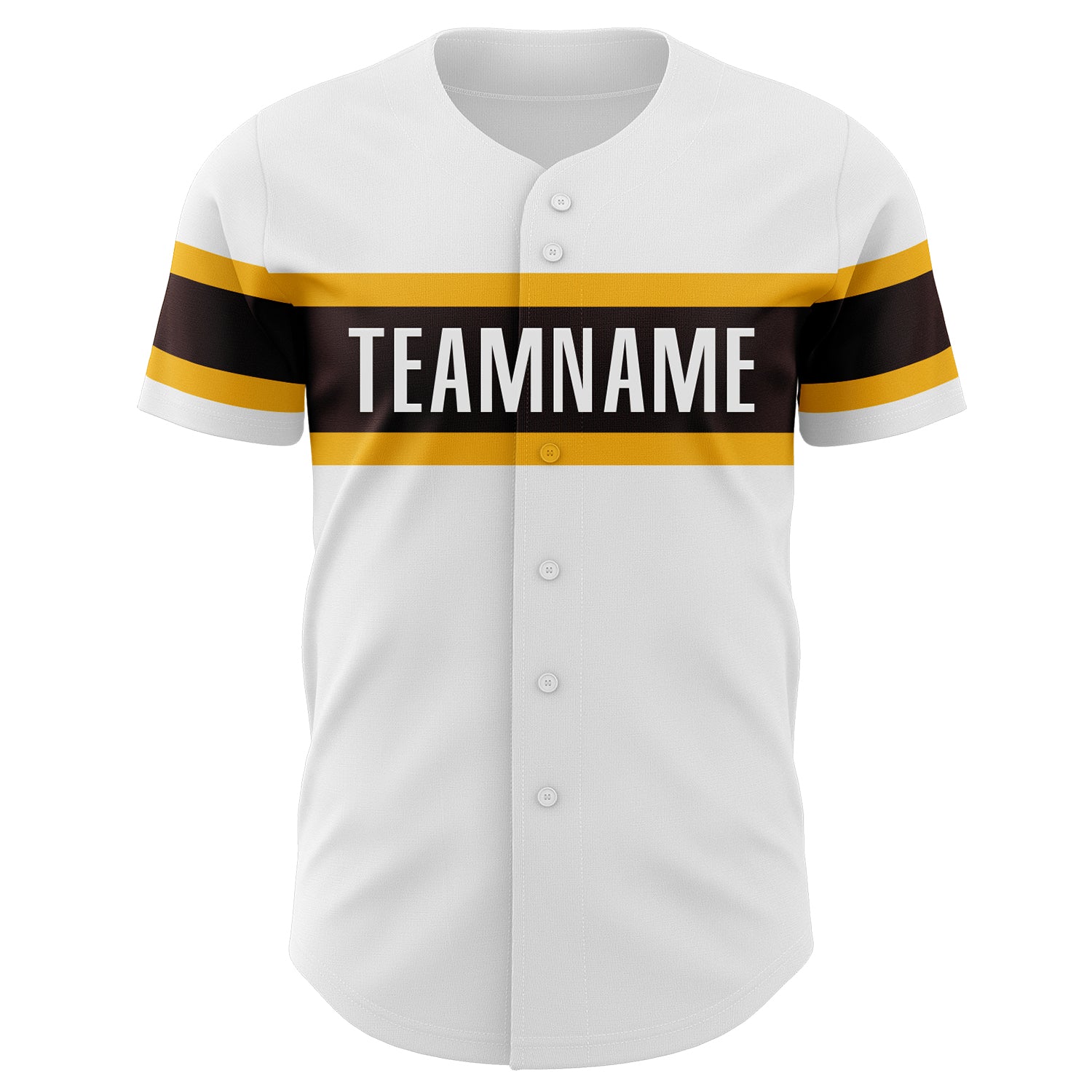Custom White Brown-Gold Authentic Baseball Jersey view 2
