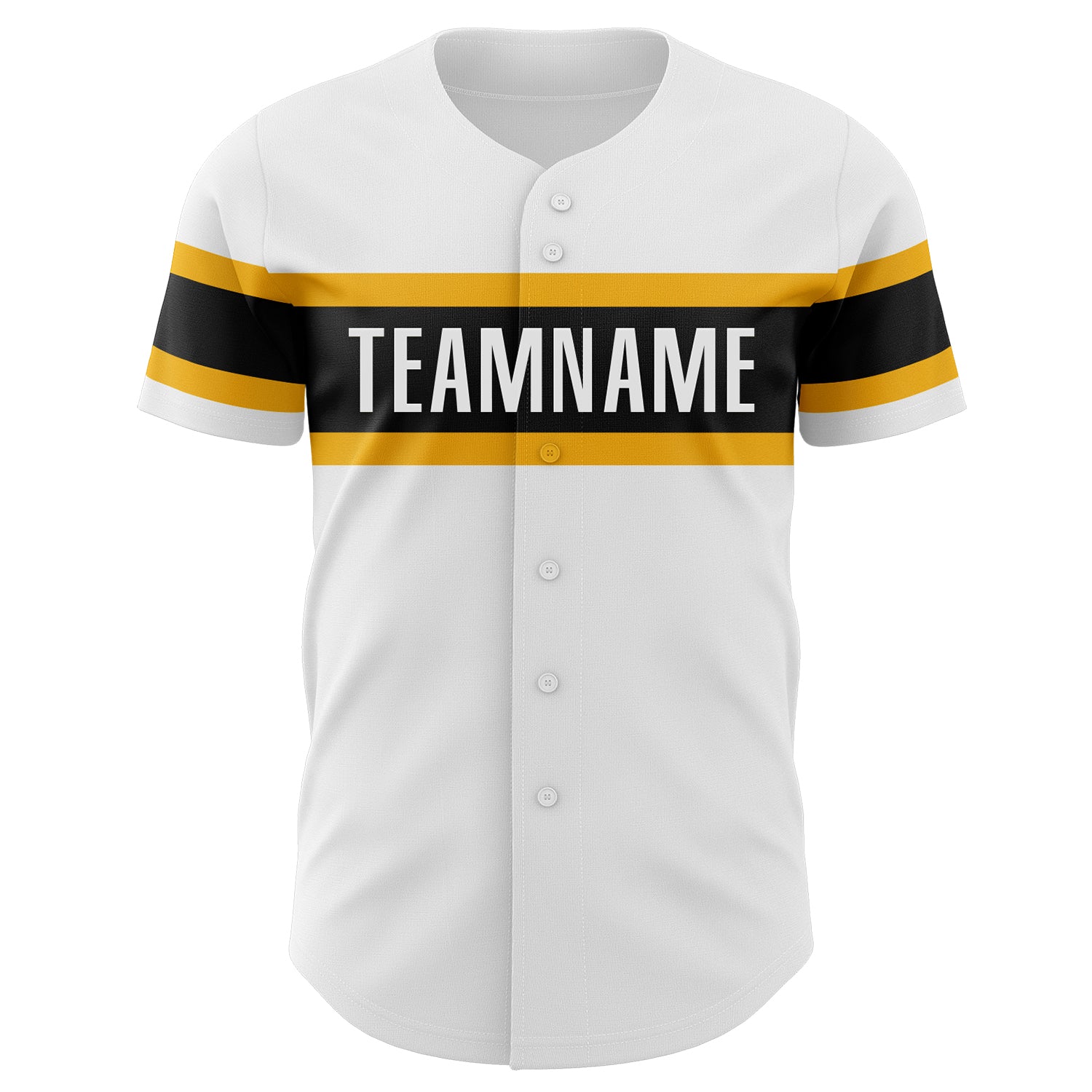 Custom White Black-Gold Authentic Baseball Jersey view 2