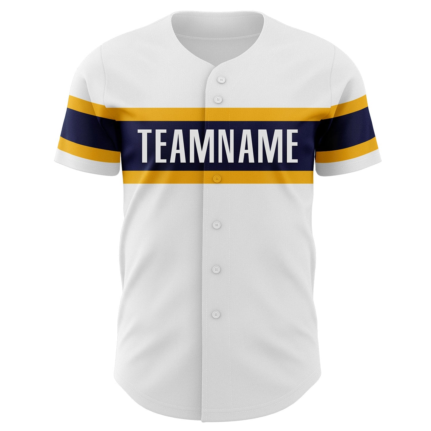 Custom White Navy-Gold Authentic Baseball Jersey view 2