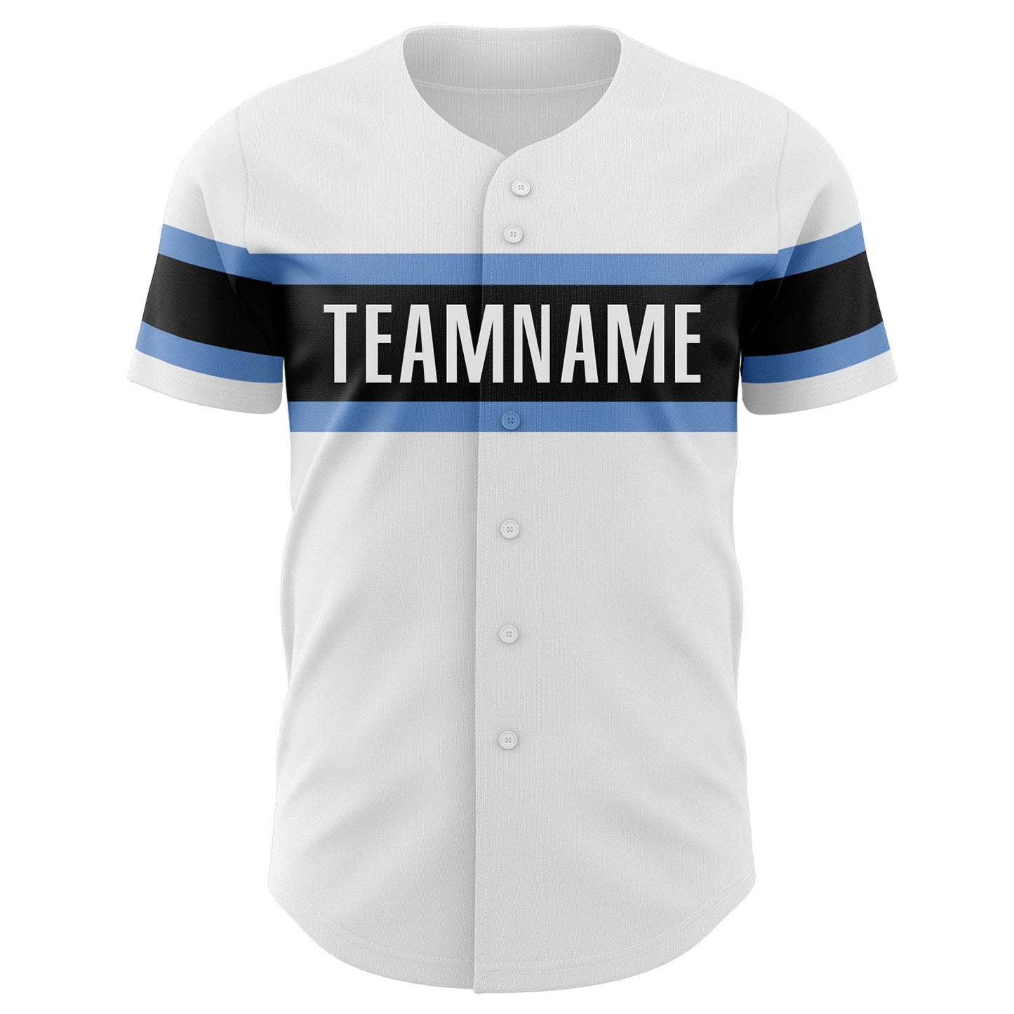 Custom White Powder Blue-Black Authentic Baseball Jersey view 2