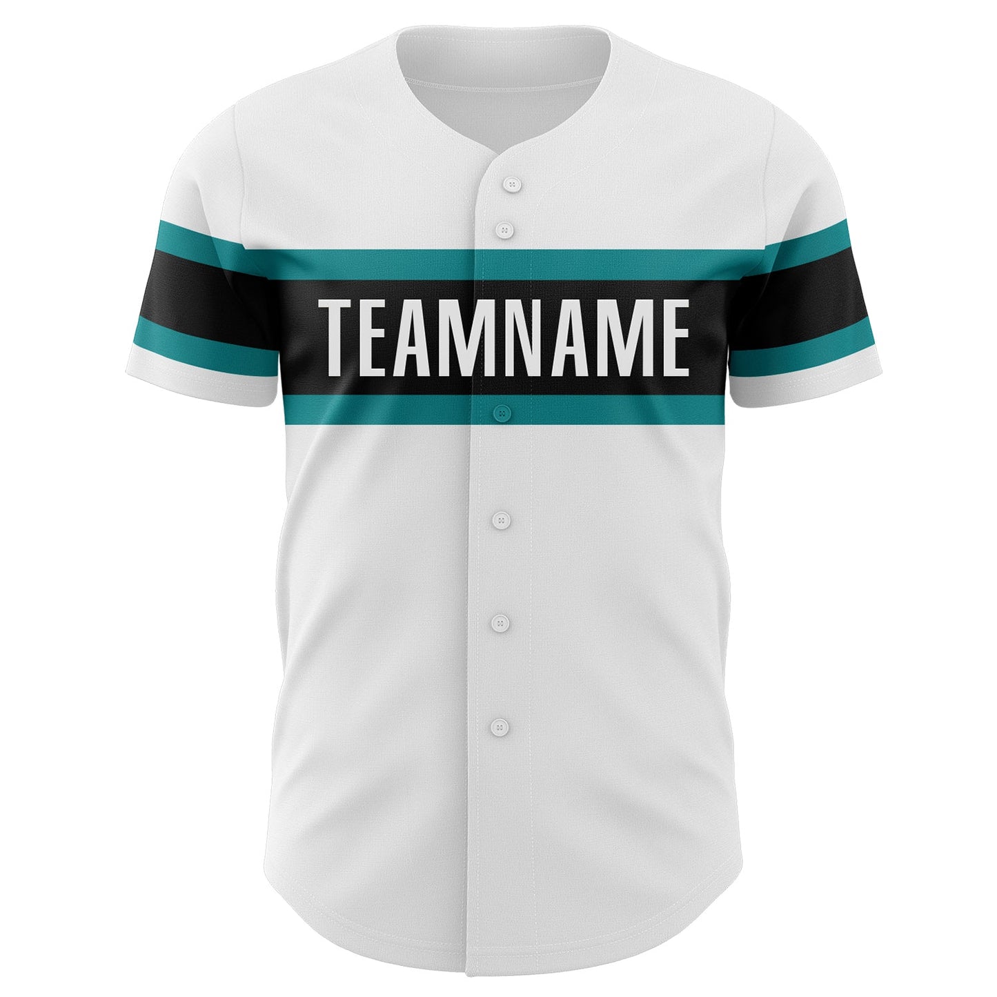 Custom White Teal-Black Authentic Baseball Jersey view 2