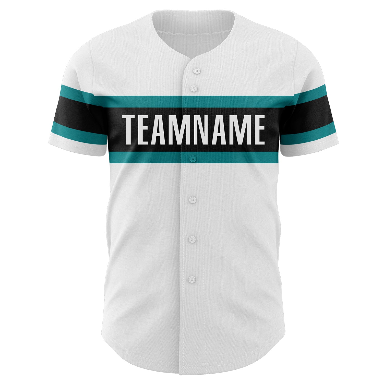 Custom White Teal-Black Authentic Baseball Jersey view 2