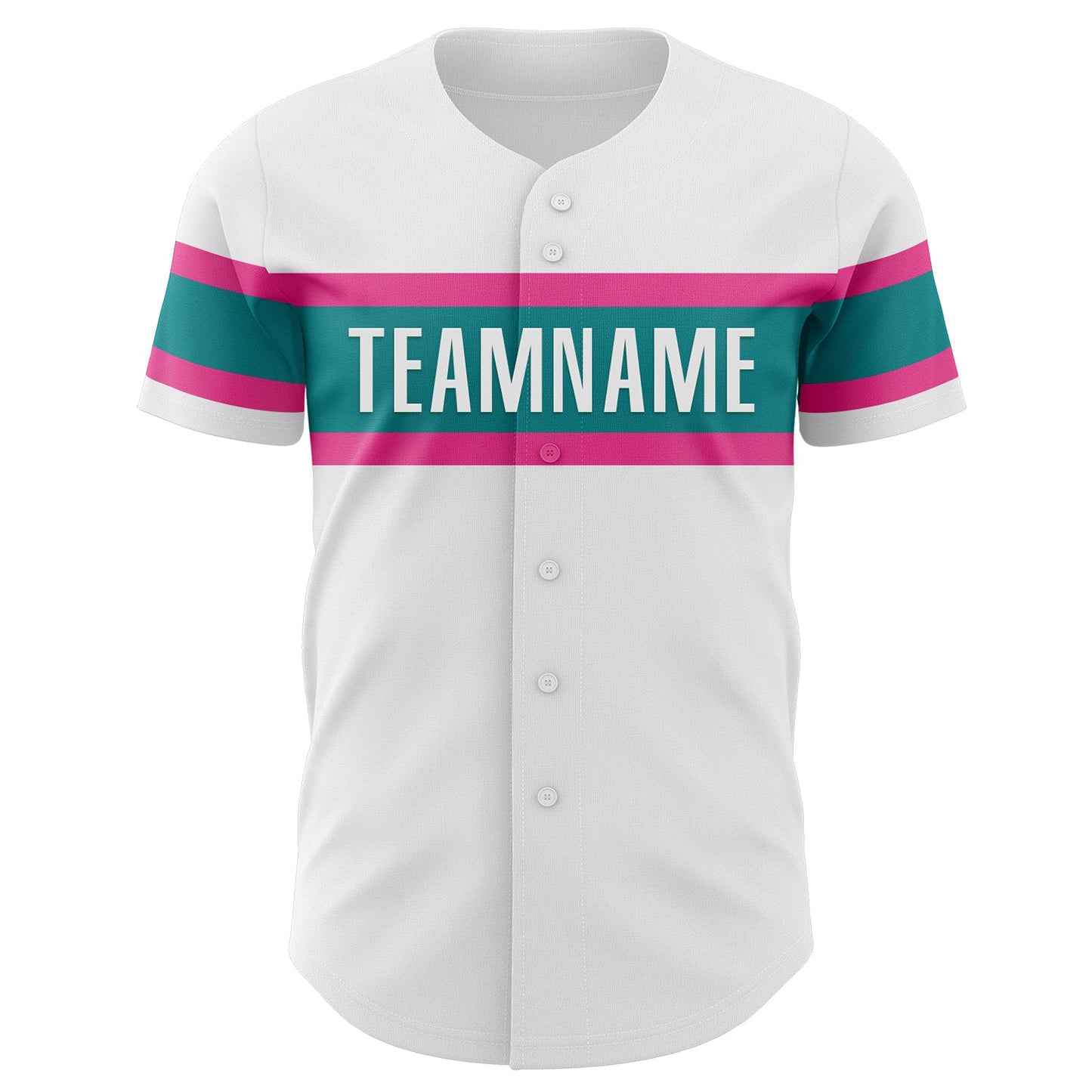 Custom White Pink-Teal Authentic Baseball Jersey view 2