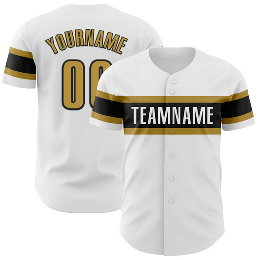 Custom White Old Gold-Black Authentic Baseball Jersey - Main View