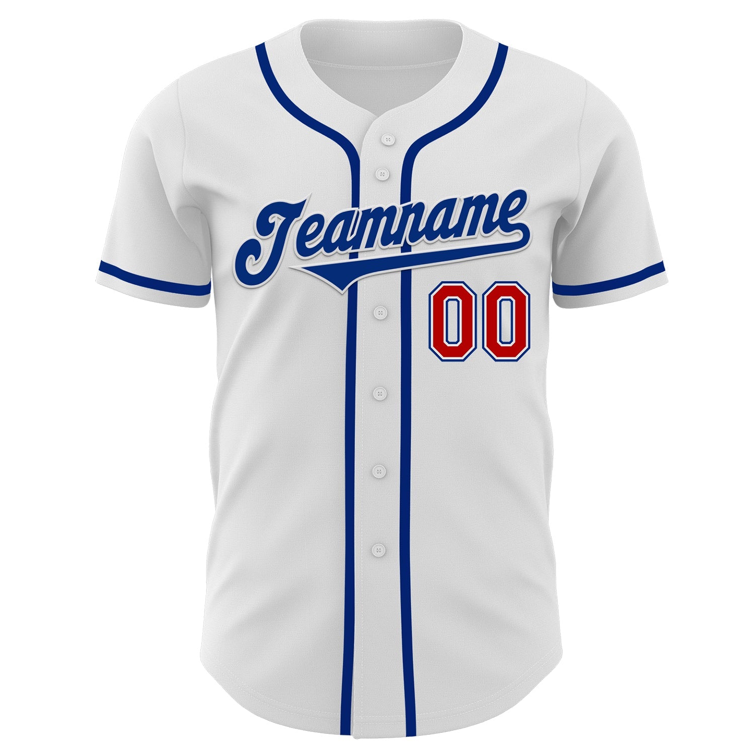 Custom White Red-Royal Authentic Baseball Jersey view 2