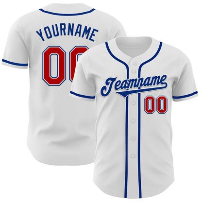 Custom White Red-Royal Authentic Baseball Jersey - Main View