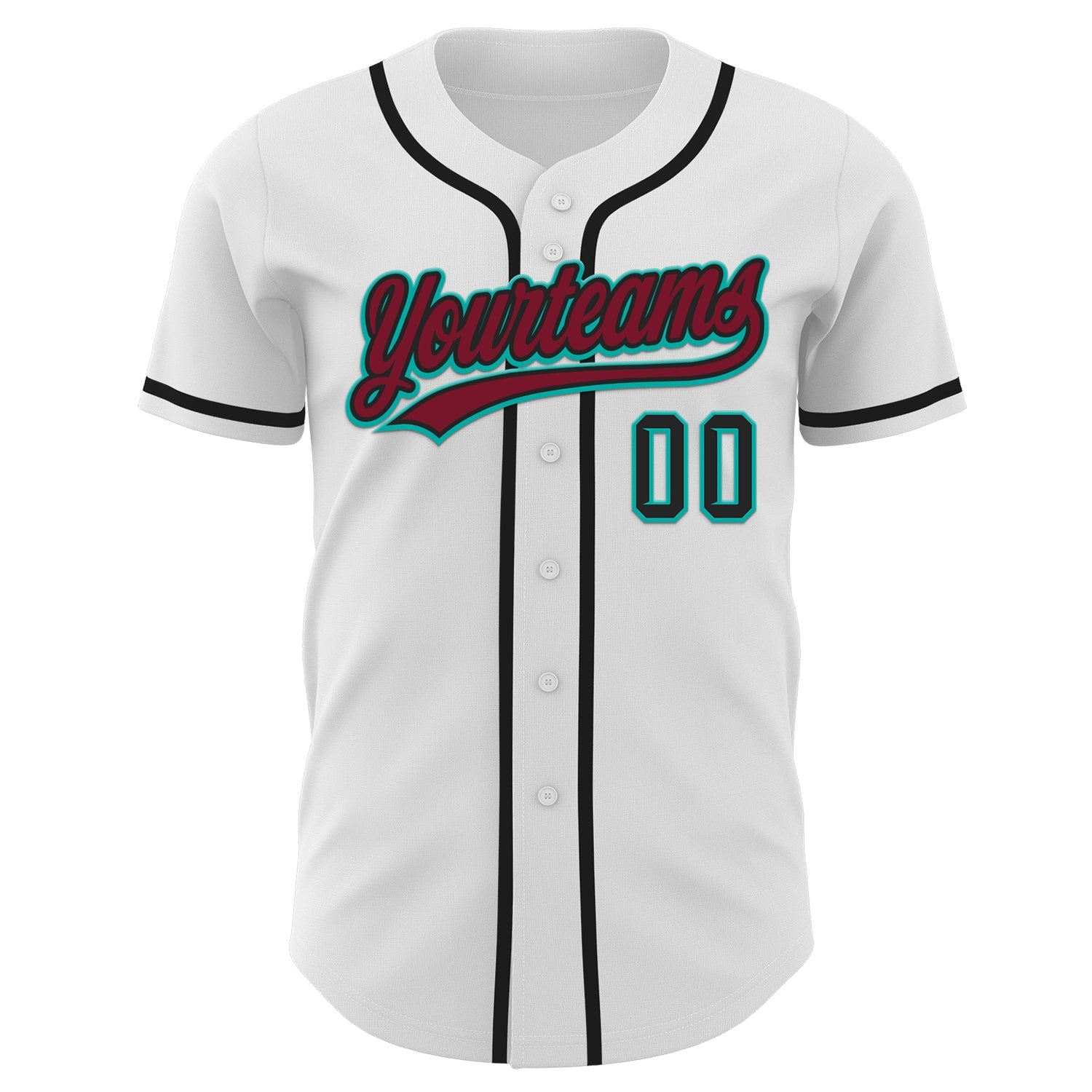 Custom White Crimson Black-Aqua Authentic Baseball Jersey view 2