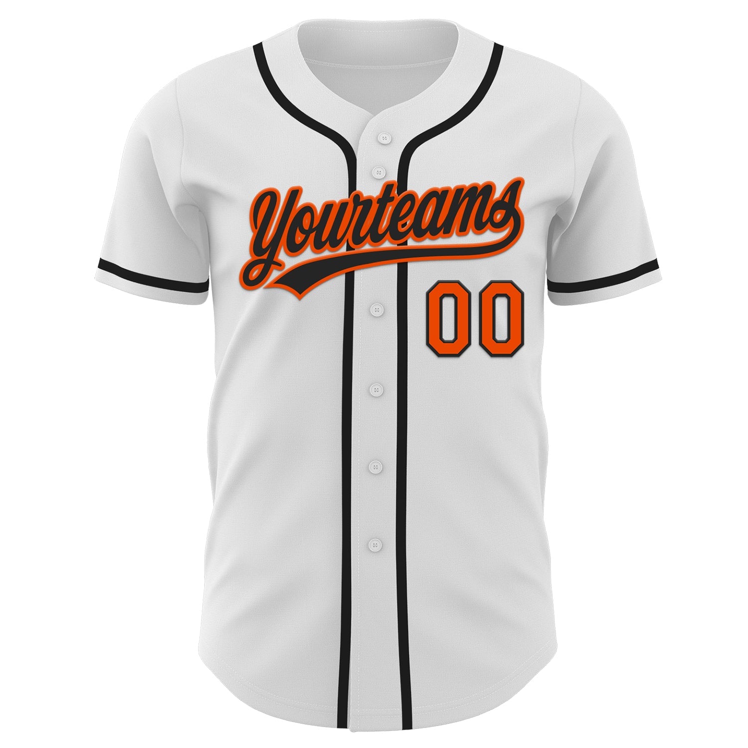 Custom White Black-Orange Authentic Baseball Jersey view 3