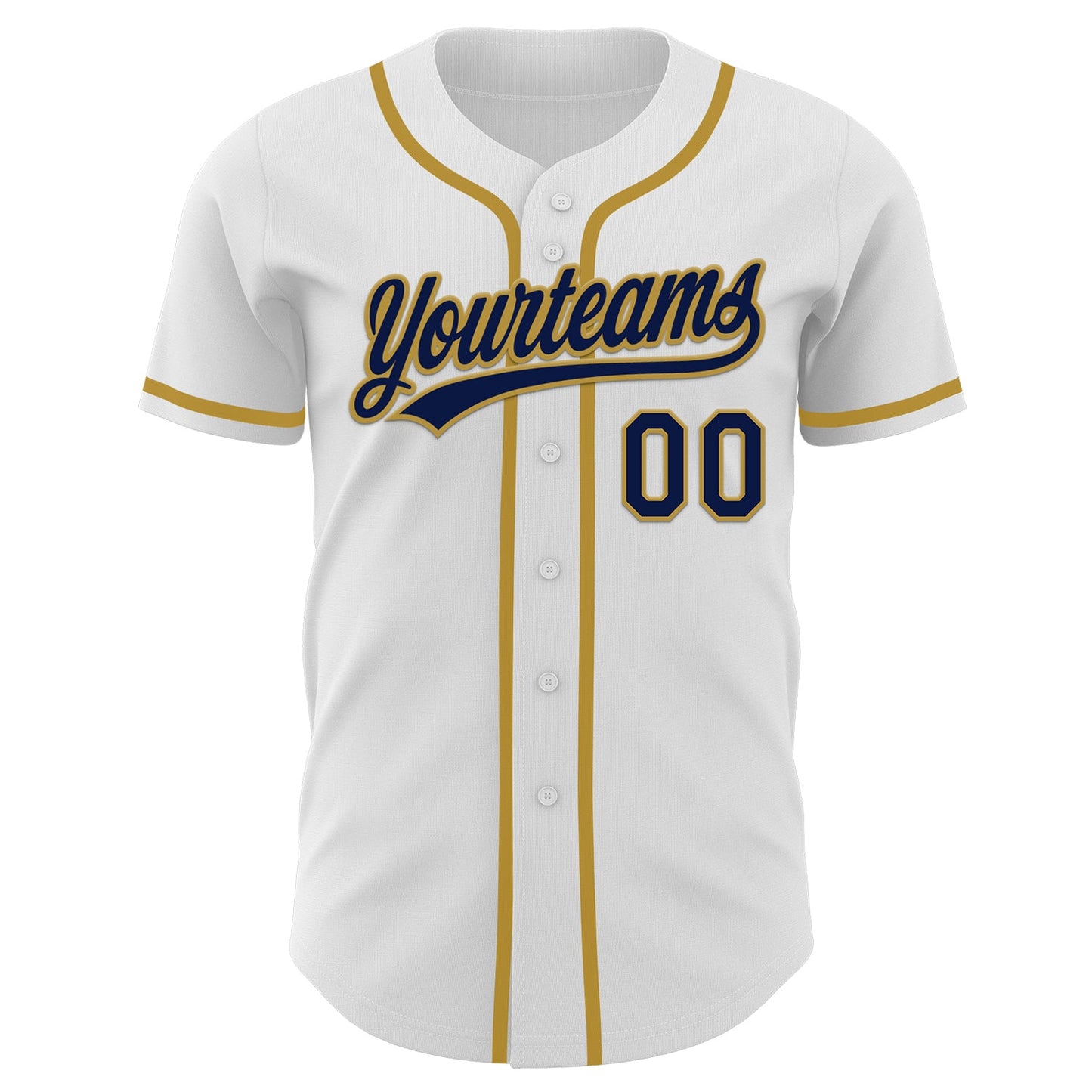 Custom White Navy-Old Gold Authentic Baseball Jersey view 2
