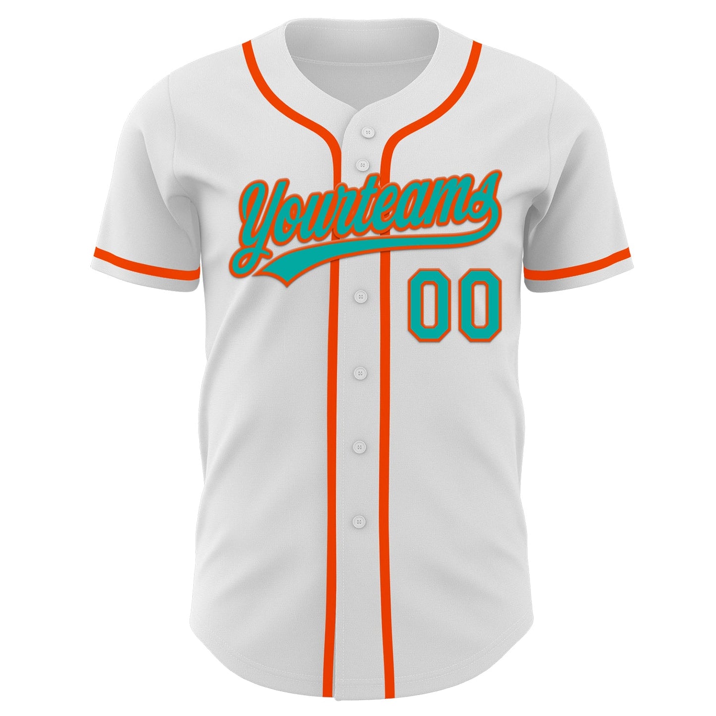 Custom White Aqua-Orange Authentic Baseball Jersey view 2