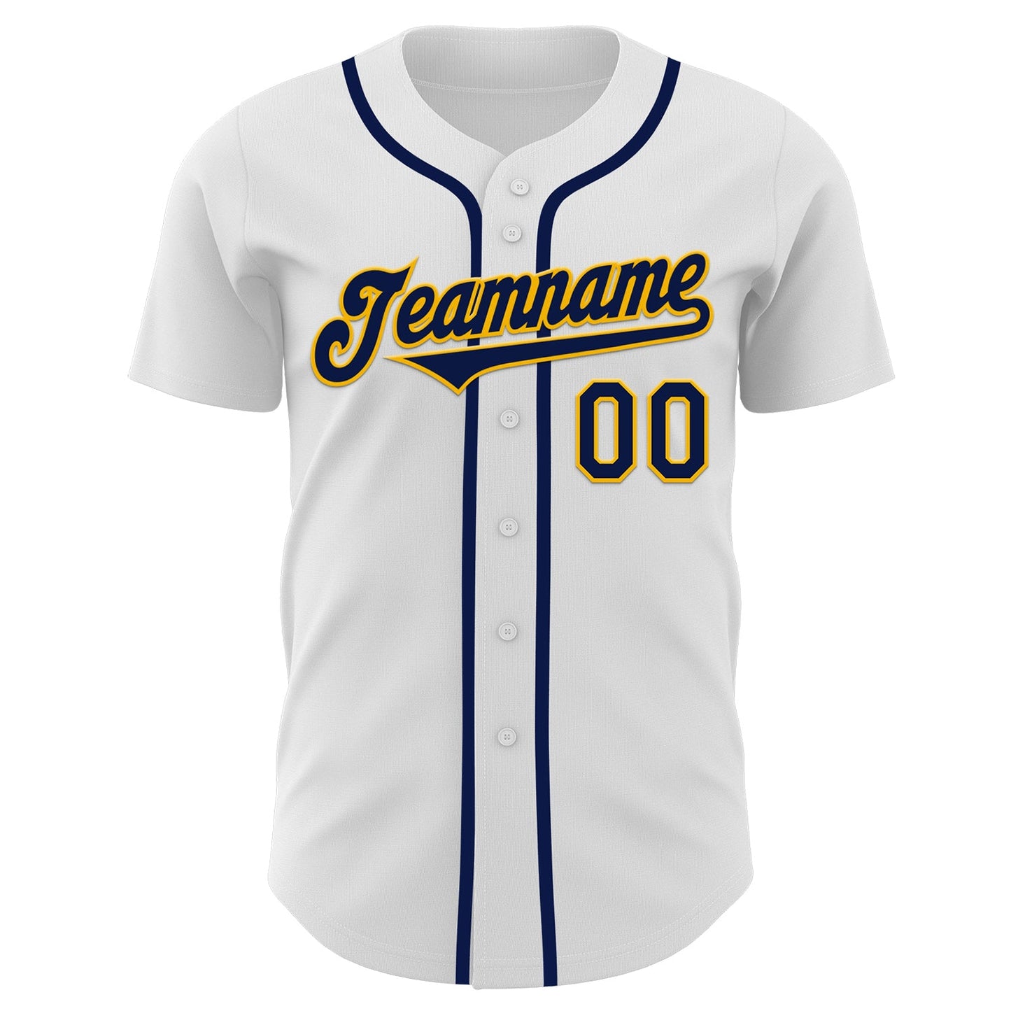 Custom White Navy-Gold Authentic Baseball Jersey view 2