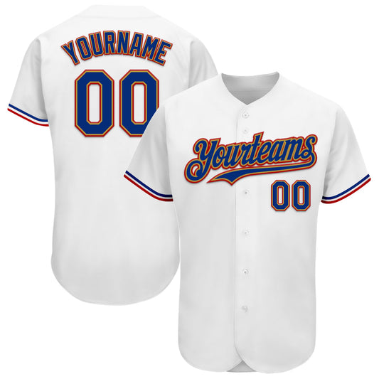 Custom White Royal Old Gold-Red Authentic Baseball Jersey - Main View