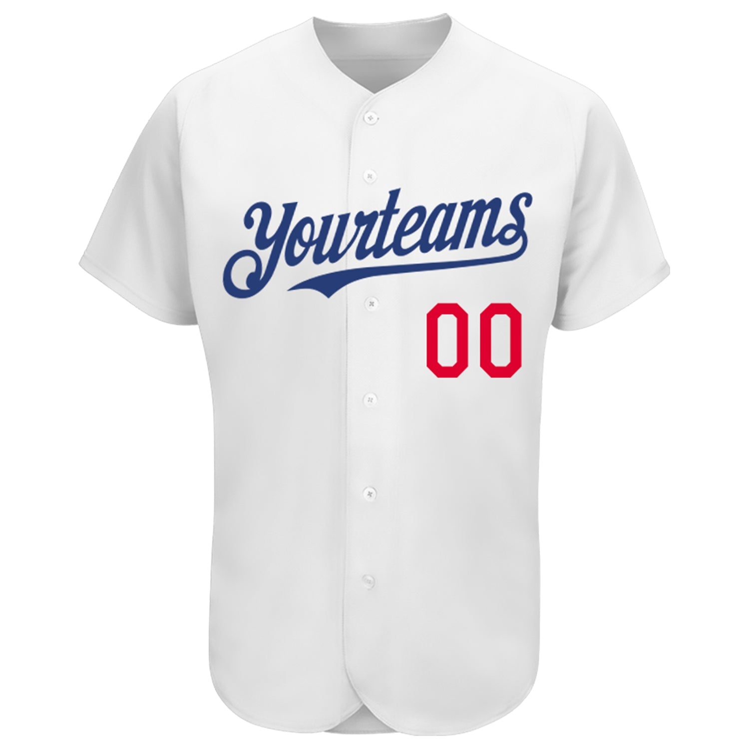 Custom White Royal-Red Authentic Baseball Jersey view 2