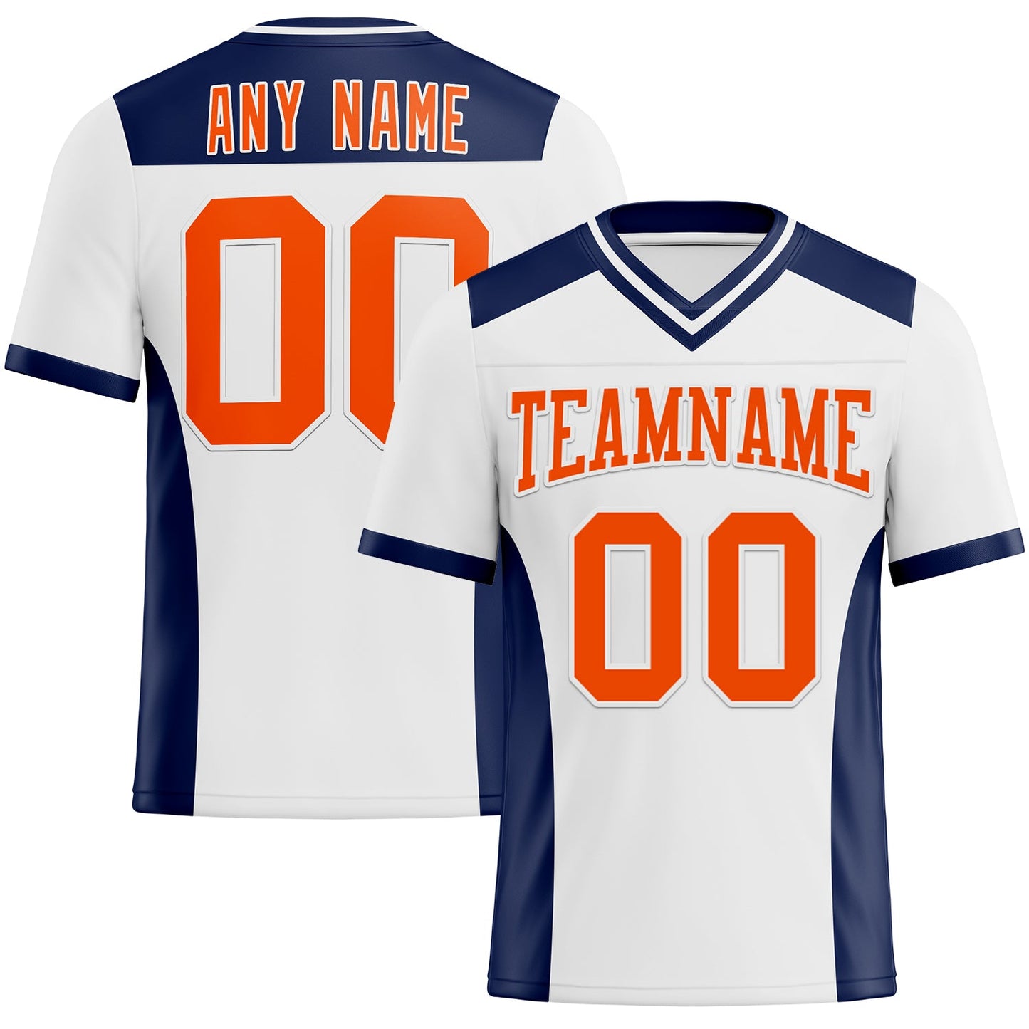 Custom White Orange-Navy Authentic Football Jersey - Main View