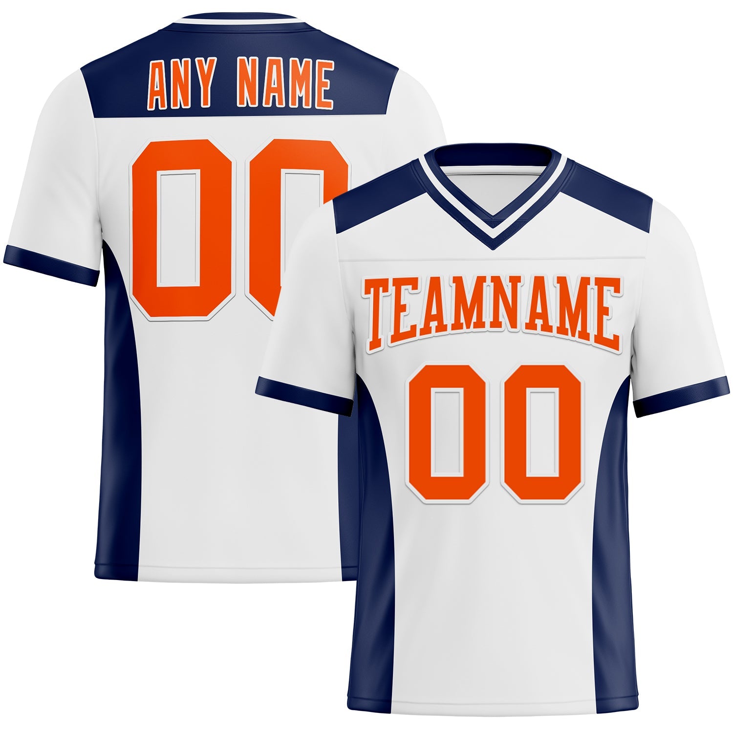 Custom White Orange-Navy Authentic Football Jersey - Main View