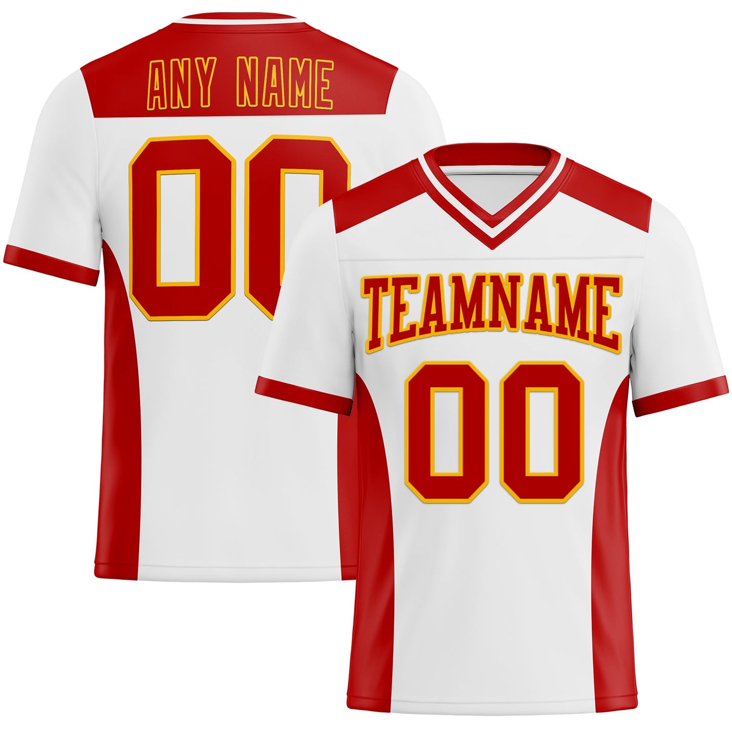 Custom White Red-Gold Authentic Football Jersey - Main View