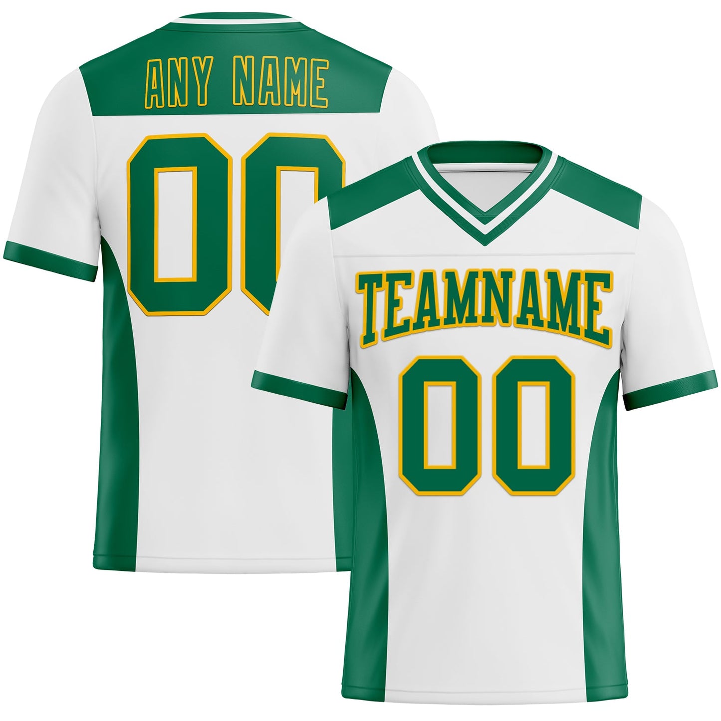 Custom White Kelly Green-Gold Authentic Football Jersey - Main View