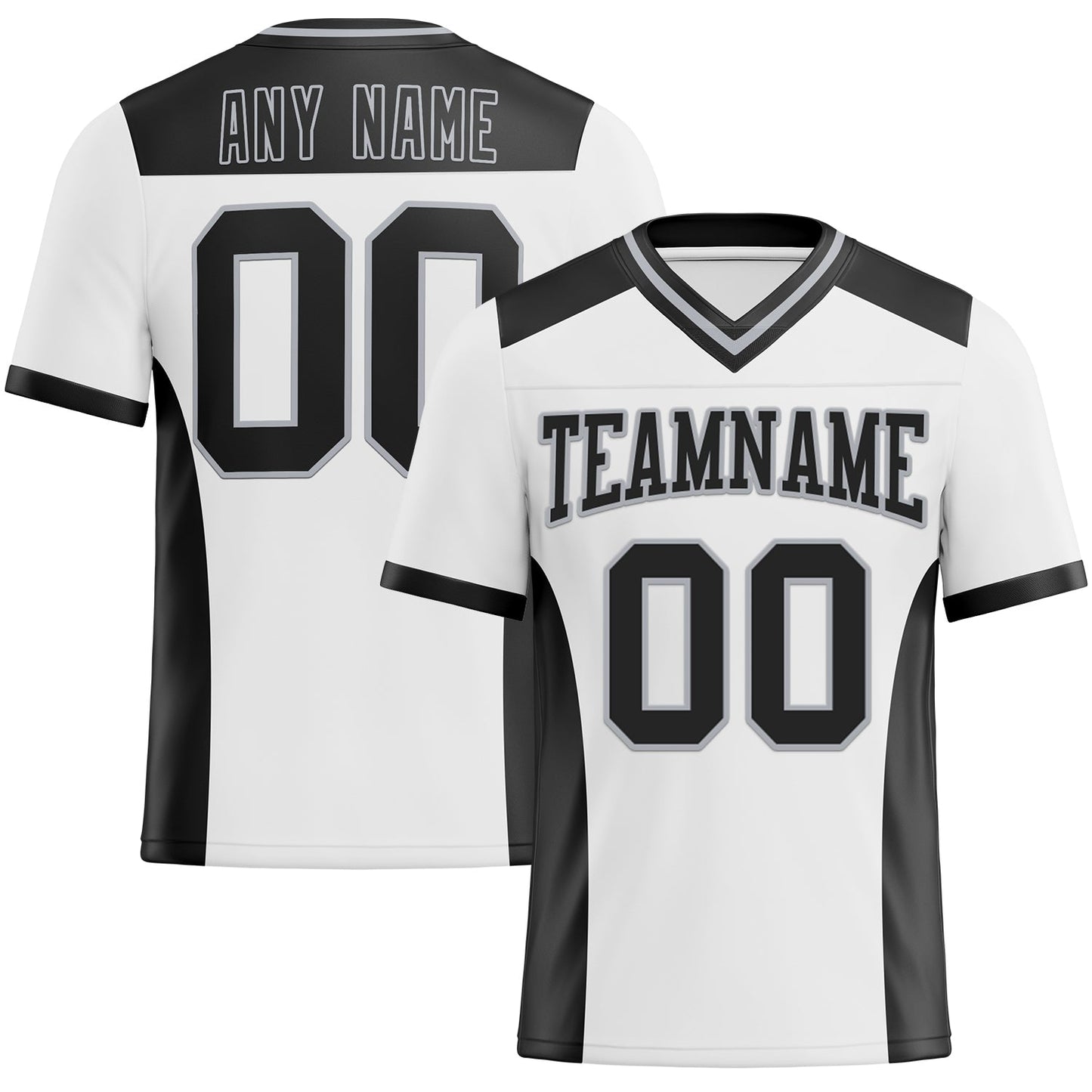Custom White Black-Gray Authentic Football Jersey - Main View
