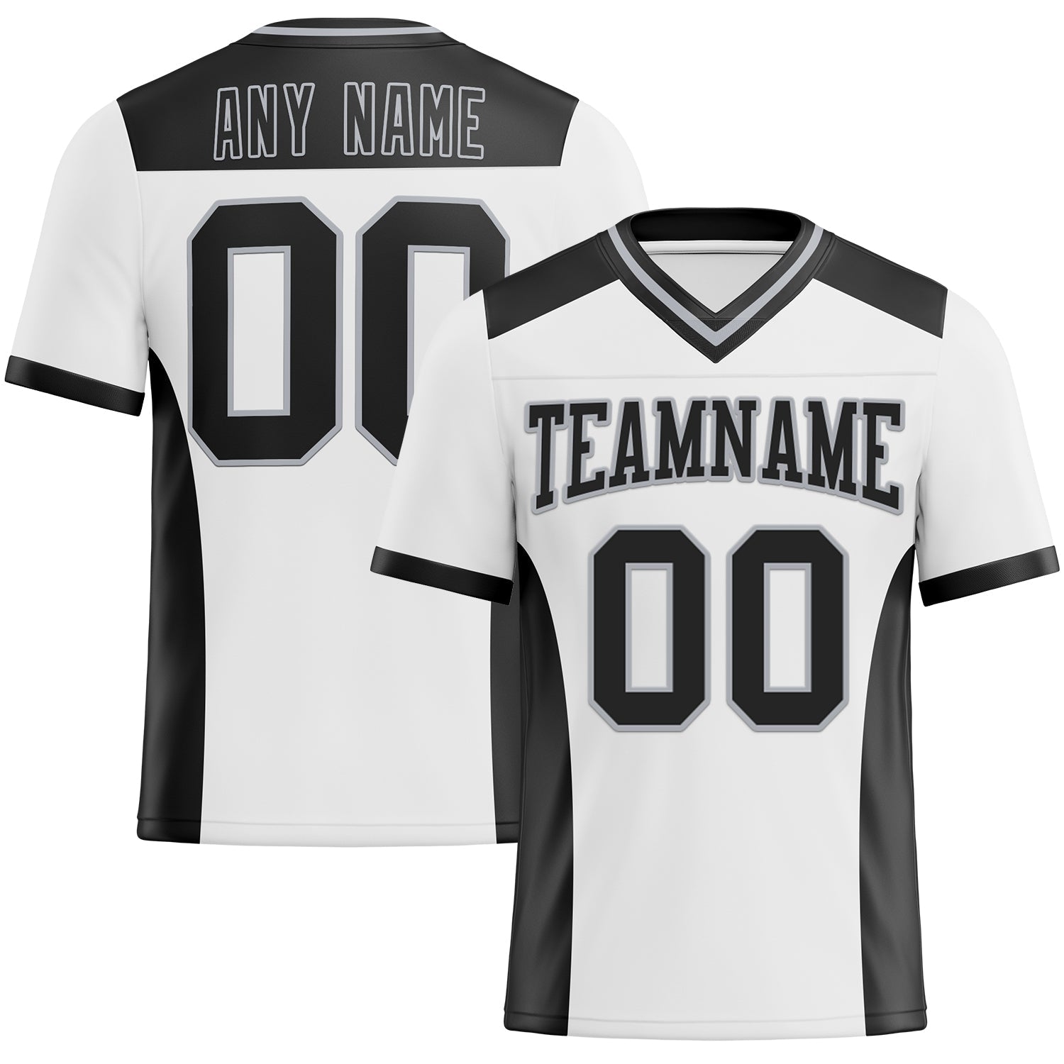 Custom White Black-Gray Authentic Football Jersey - Main View