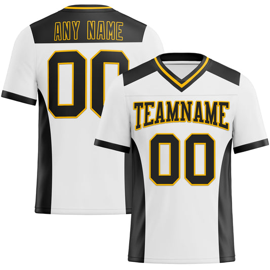 Custom White Black-Gold Authentic Football Jersey - Main View