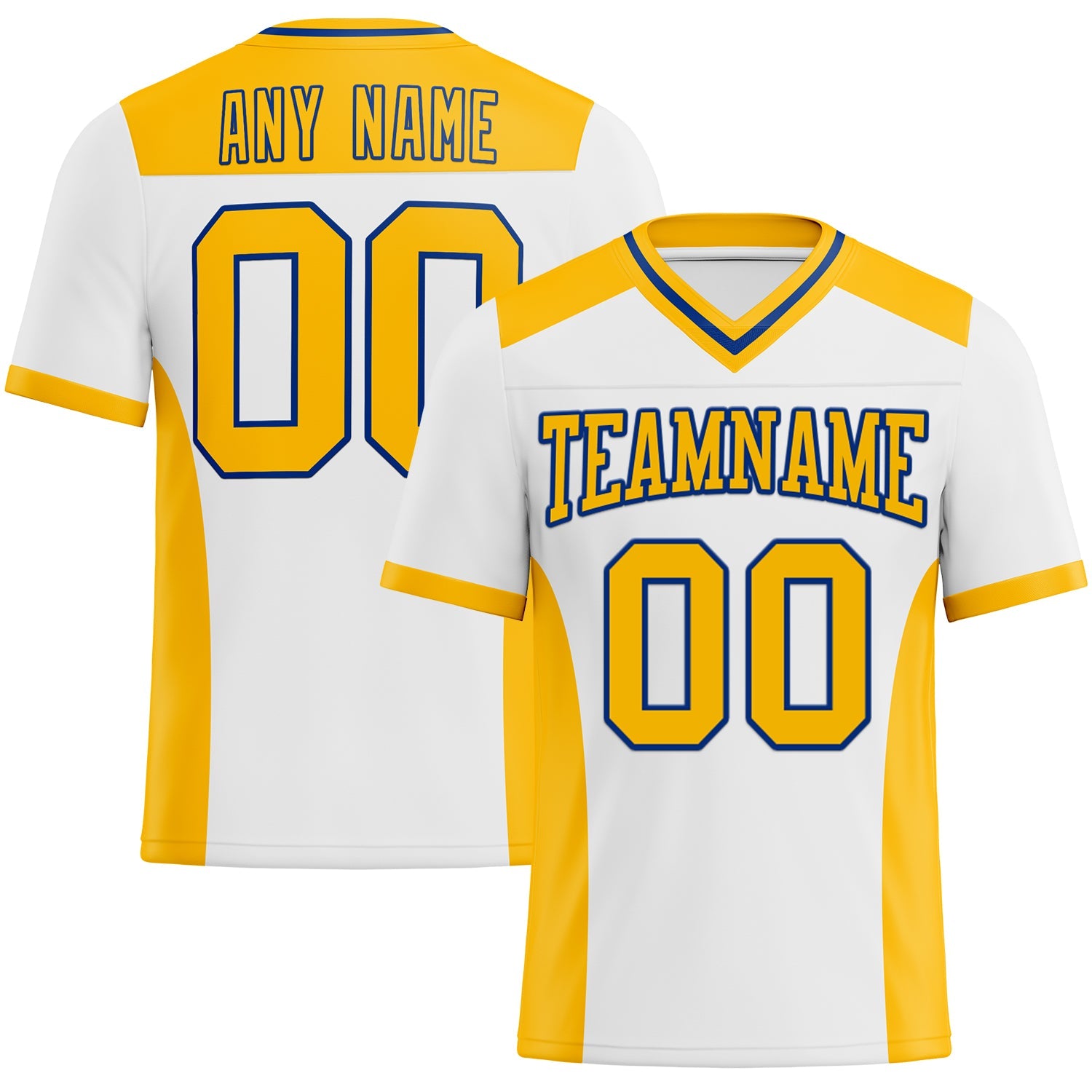Custom White Gold-Royal Authentic Football Jersey - Main View
