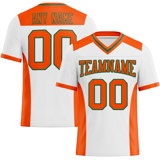 Custom White Orange-Kelly Green Authentic Football Jersey - Main View