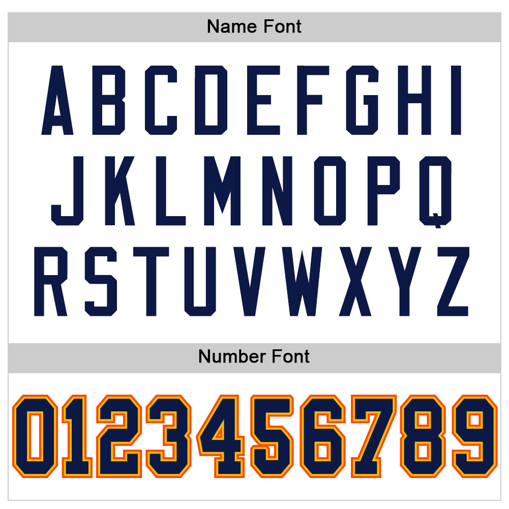 Custom White Navy Gold-Orange Mesh Authentic Throwback Football Jersey view 4