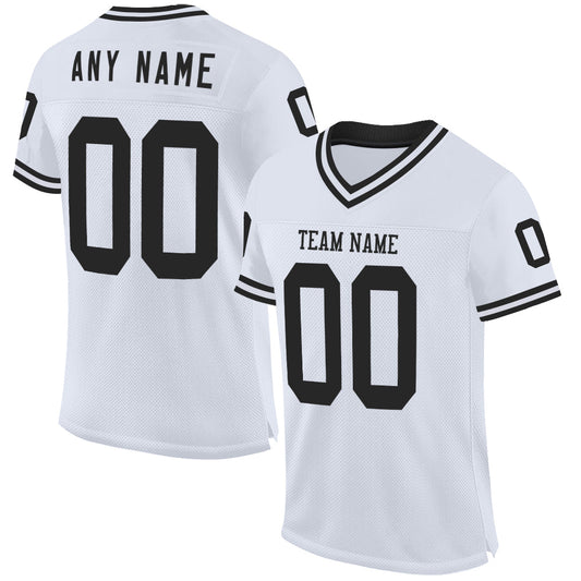 Custom White Black Mesh Authentic Throwback Football Jersey - Main View