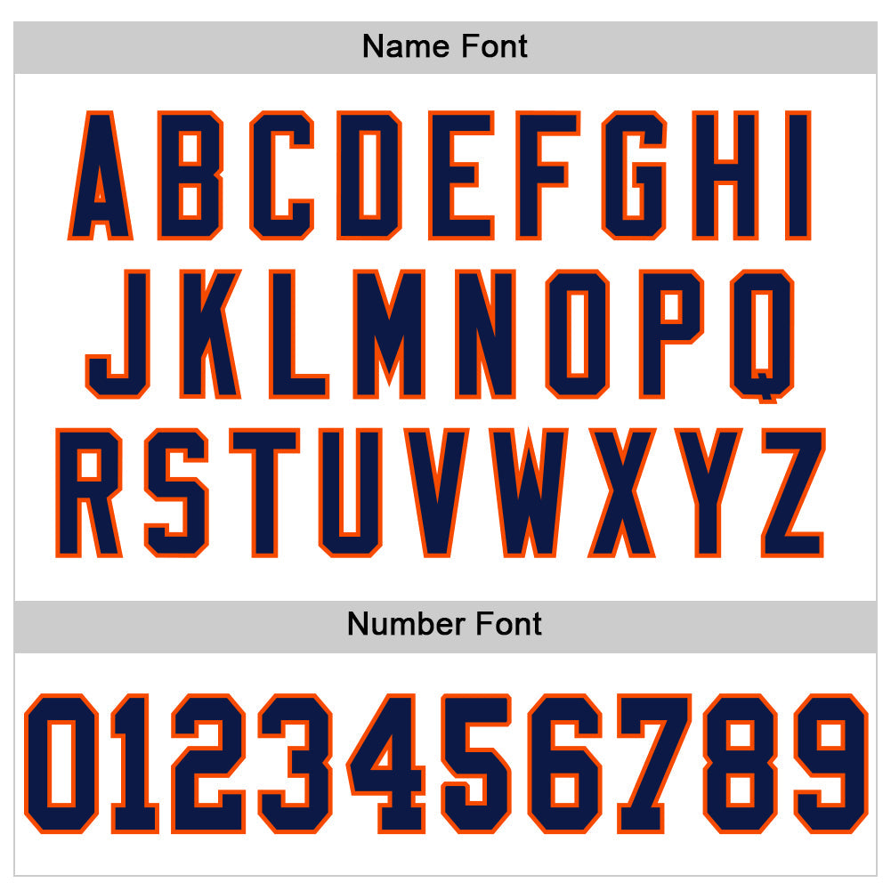 Custom White Navy-Orange Mesh Authentic Throwback Football Jersey view 4