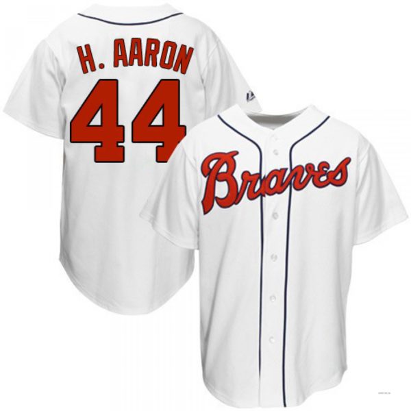 Atlanta Braves #44 Hank Aaron White 1963 Throwback Stitches Baseball Jerseys - Main View