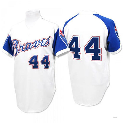 Atlanta Braves #44 Hank Aaron White 1974 Throwback Jersey Stitches Baseball Jerseys - Main View