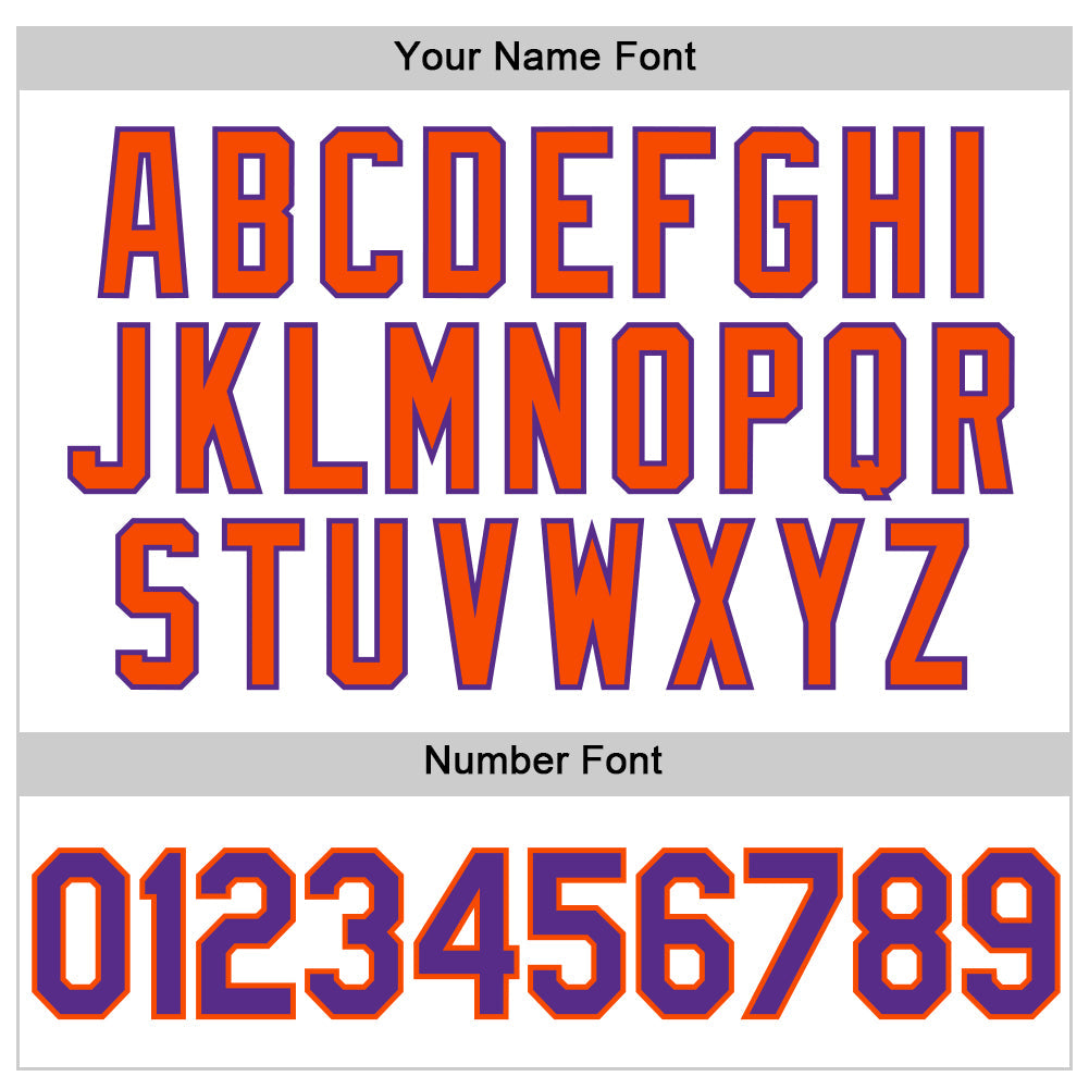 Custom White Purple-Orange Authentic Throwback Baseball Jersey view 5
