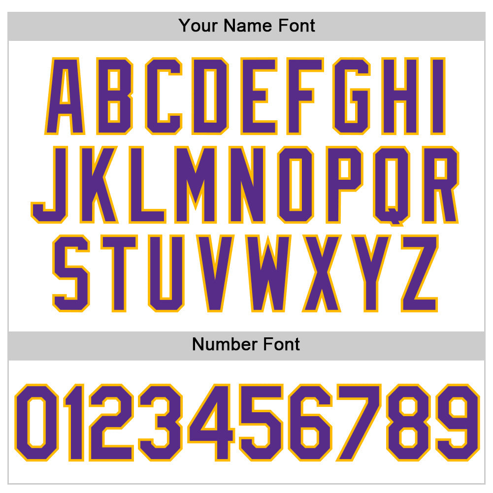 Custom White Purple-Gold Authentic Throwback Baseball Jersey view 5