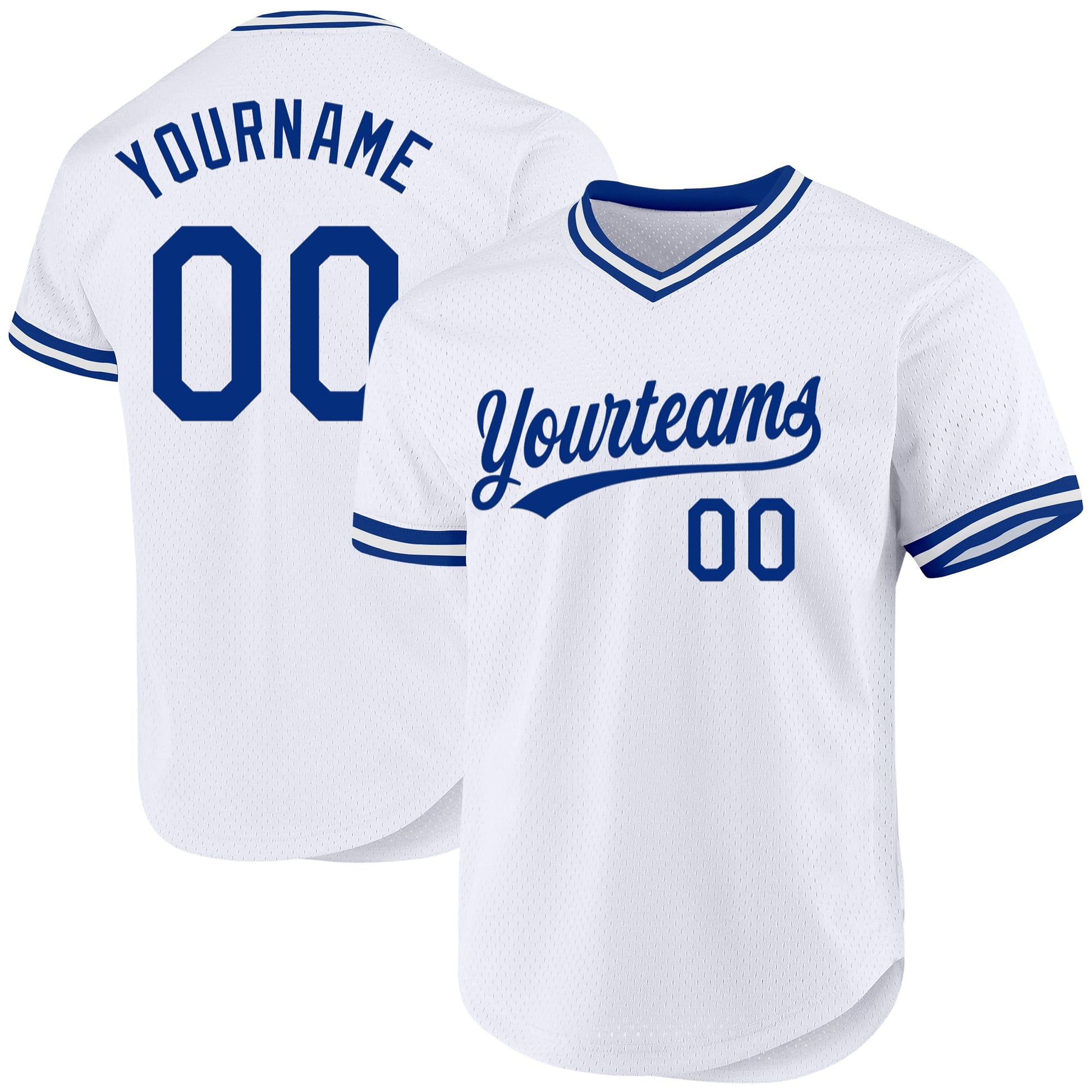 Custom White Royal Authentic Throwback Baseball Jersey - Main View